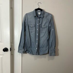J. Crew Factory Casual Chambray Button Down Shirt,medium